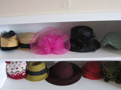 When I had a room with built-in shelves, I used the shelves for hats and smiled every morning.