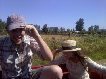 Here we are wearing hats in the wind! 