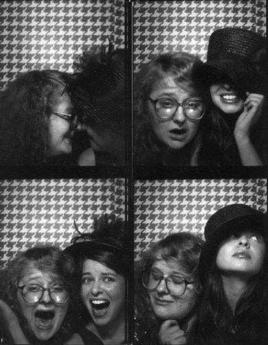 Here I am wearing my favorite kind of hat (dramatic) with Jo in a photobooth.