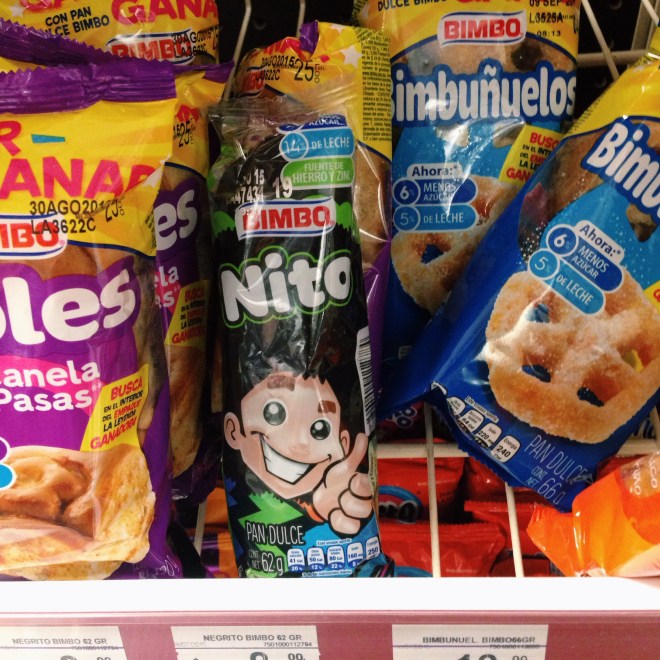 Mexican snack cake (brand-name: Nito by Bimbo) on a store shelf
